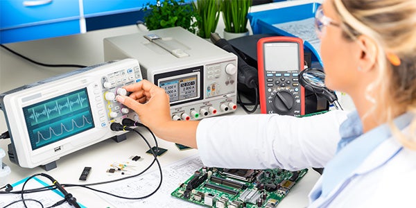 Woman using electronics